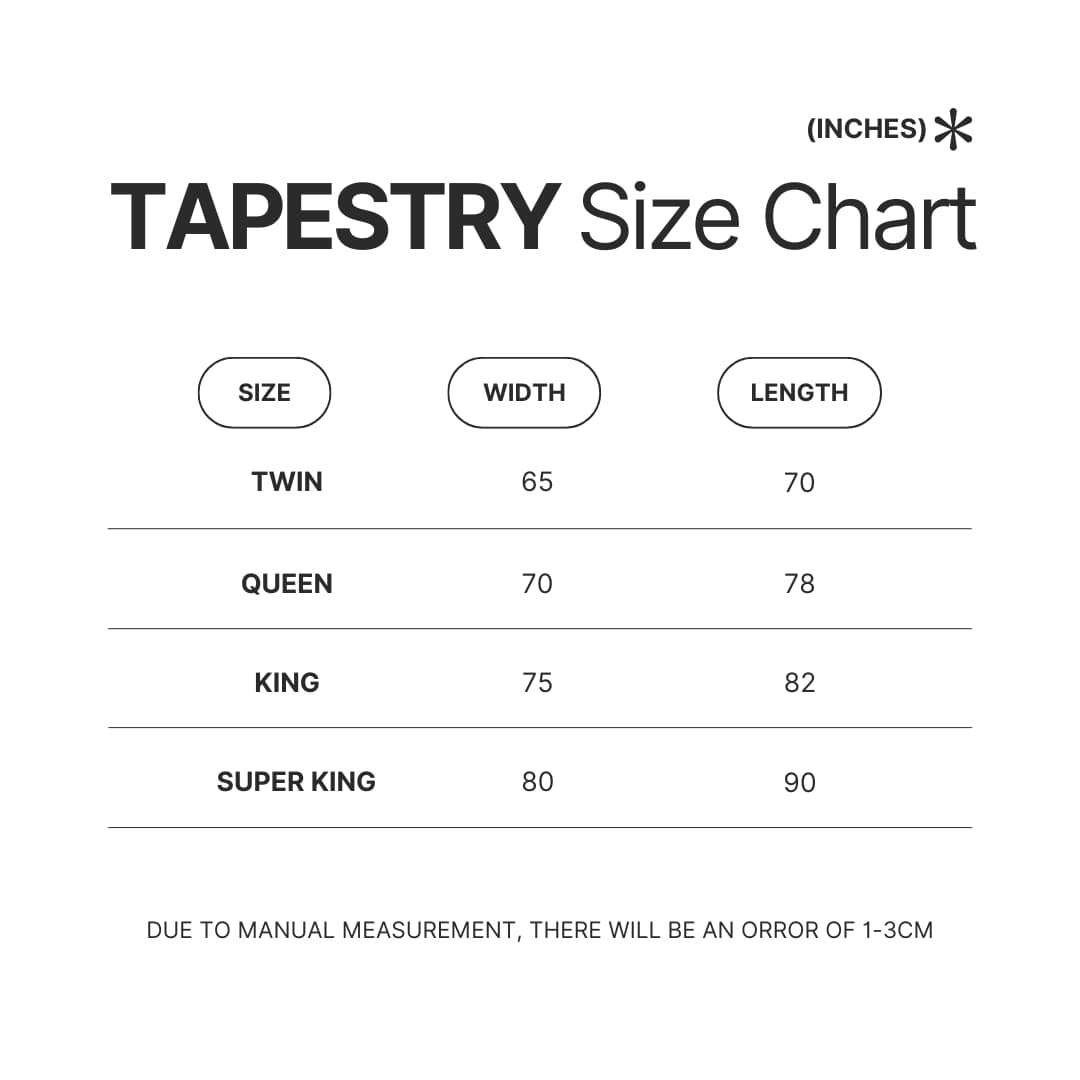 Tapestry Size Chart - Armored Core Merch