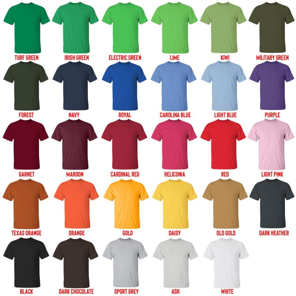 t shirt color chart - Armored Core Merch